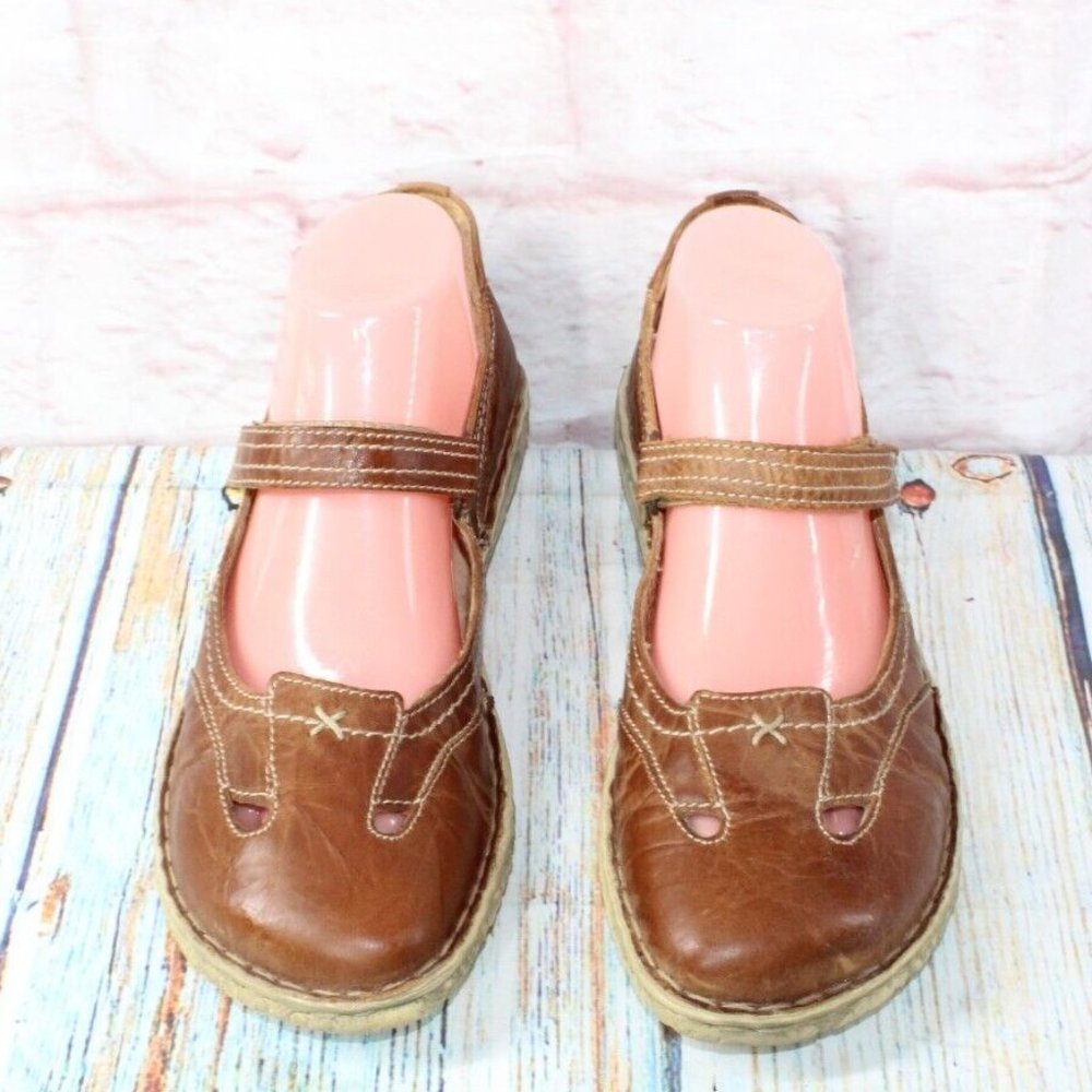 Josef Seibel Brown Cutout Leather Mary Jane Flat Shoes Size US 11 - Picture 5 of 9